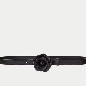 Lauren Ralph Lauren Women's Leather Floral-Buckle Skinny Belt
